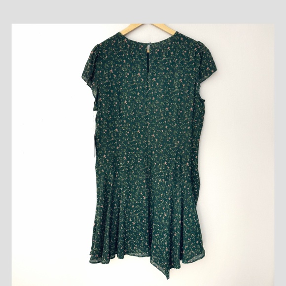 NWT Reformation Parish Dress Coriander Green Asymmetrical Hem Drop Waist Size 12 - Picture 5 of 14